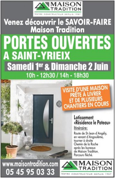 PORTES OUVERTES ce Week-end à Saint-Yrieix