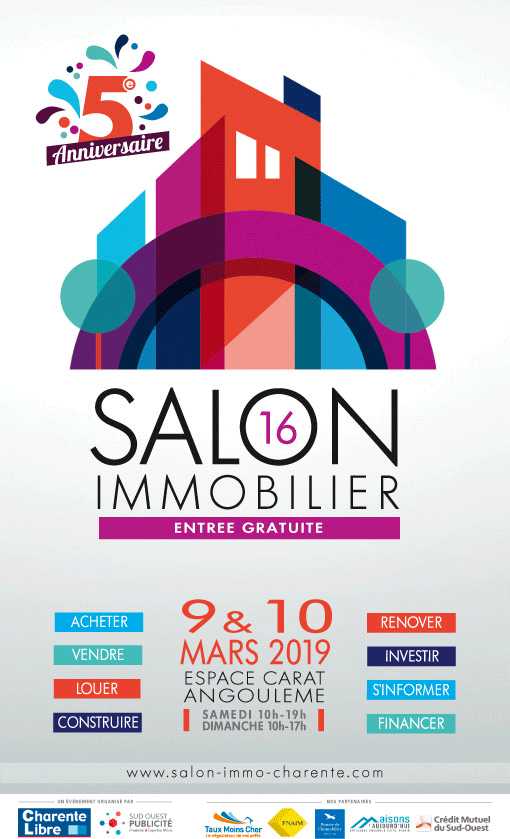 Salon Immobilier d’Angoulême à l’Espace Carat les 9 et 10 mars 2019. Stand N°16