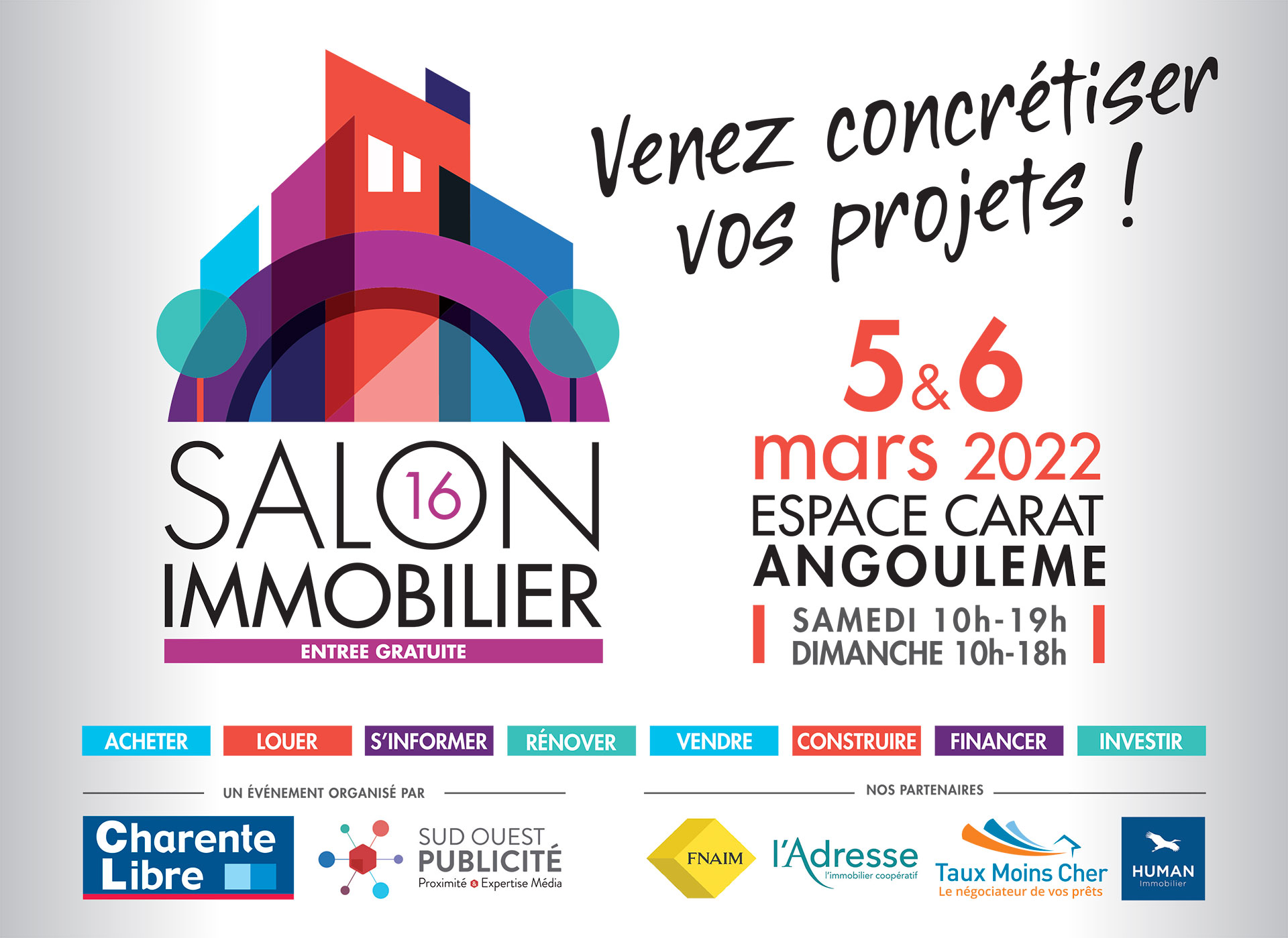 Salon de l’immobilier à l’Espace Carat Angoulême les 5 et 6 mars 2022